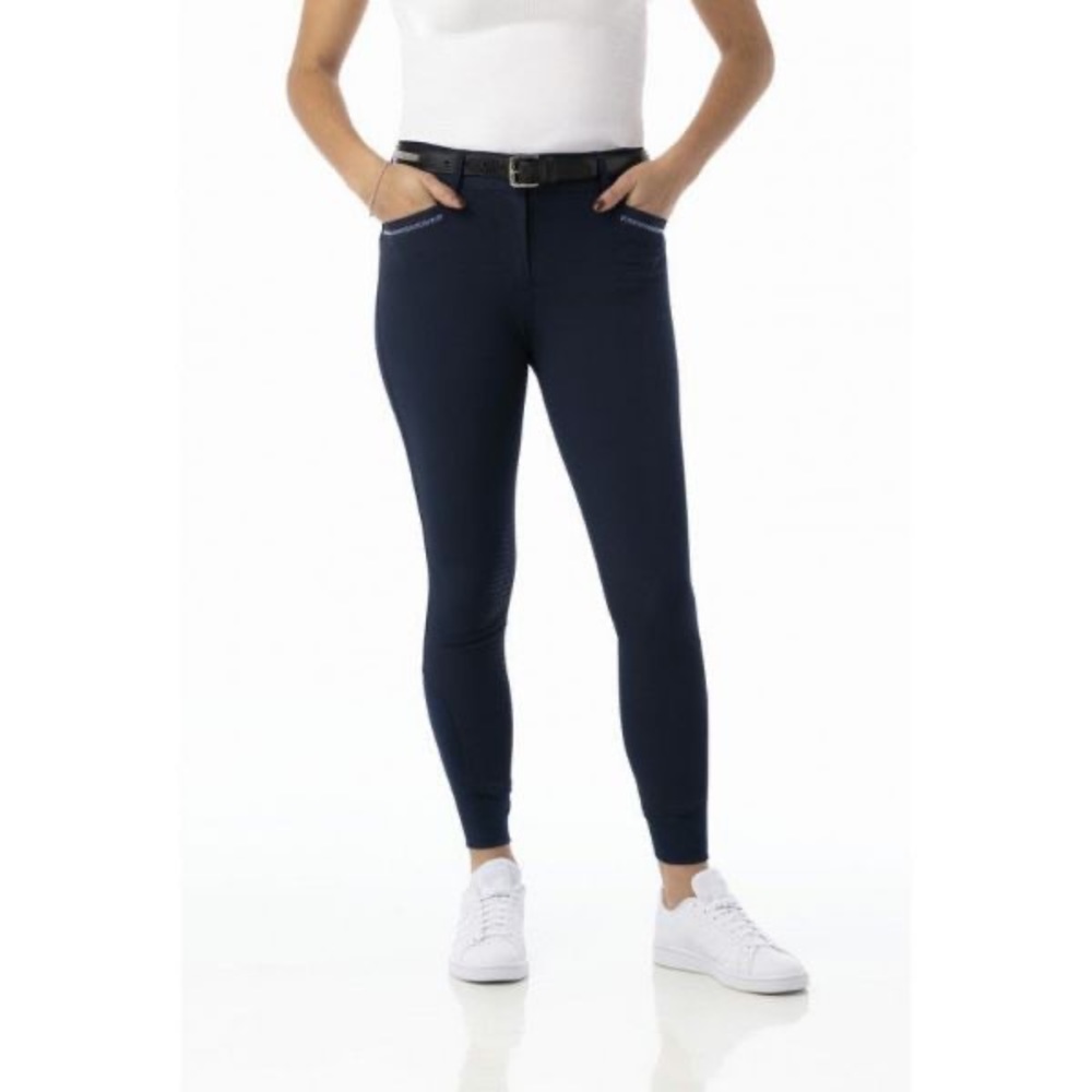 Equi-Theme Gizel Knee Grip Ladies Marine Blue Horse Riding Pants NWT